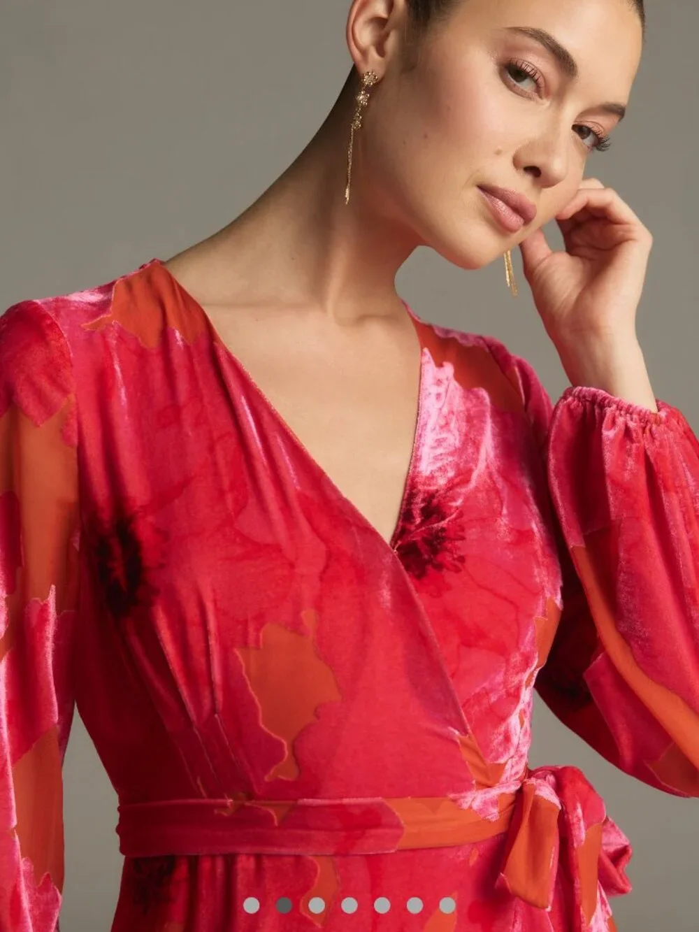 New Anthropologie Hutch Long-Sleeve V-Neck Wrap Midi Dress Velvet XL - Picture 4 of 6